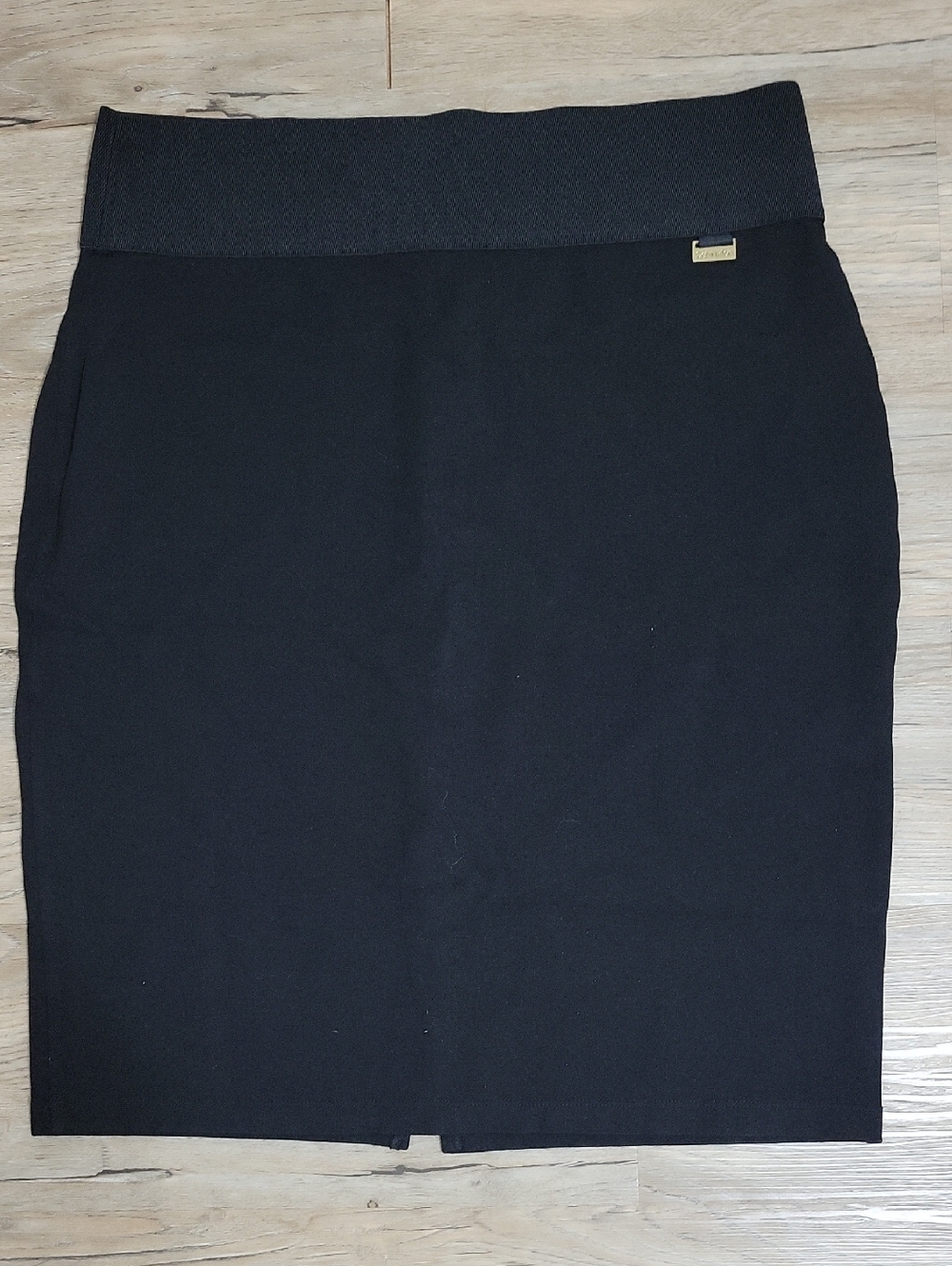 Calvin Klein Black High-Waist Pencil Skirt with Textured Waistband